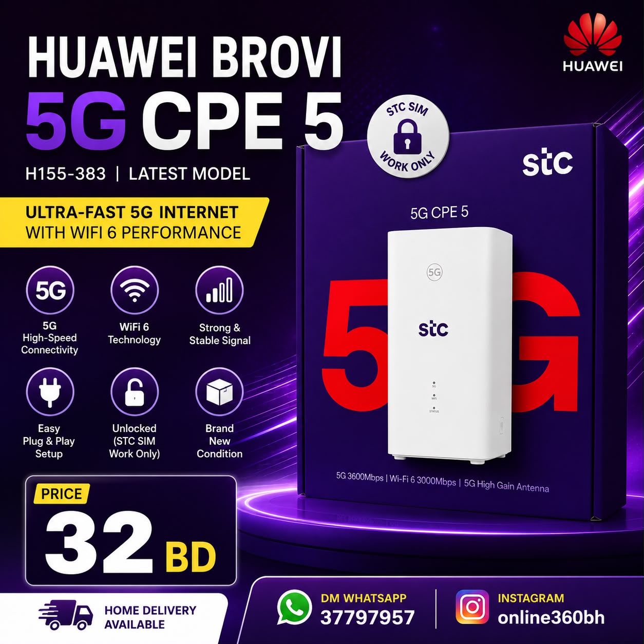 Stc Brovi 5G WFi 6 Router New